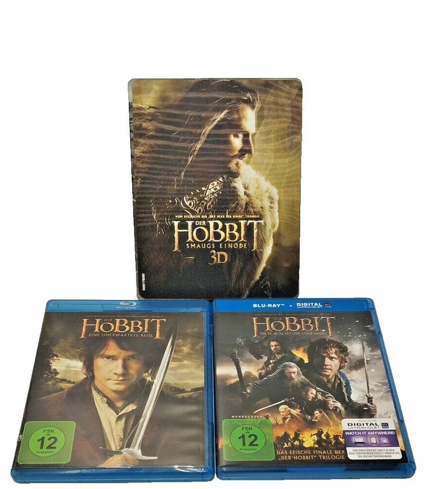 Der Hobbit Trilogie  1-3 ,  Smaugs Einöde 3D Steelbook - Blu-Ray FSK 12 # - Bild 1 von 1