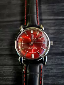 Raro Orologio Roamer Brevete Svizzero Uomo Manuale Slv Rosso Nero✨ - Foto 1 di 5