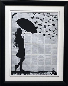 Loui Jover "Butterfly Rain" CUSTOM FRAMED Art Abstract Love Rain - Picture 1 of 4