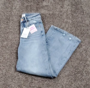 Risen Jean Size 1 / 25 Tummy Control High Rise Wide Leg Blue Stretch Comfort - Picture 1 of 16