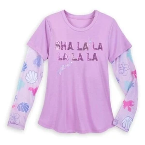 Disney Little Mermaid Blouse Princess Ariel Sha La Long Sleeve Sheer Knit Shirt - Picture 1 of 10