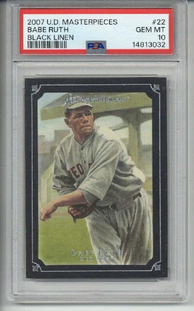 2007 UPPER DECK MASTERPIECES BLACK LINEN BABE RUTH CARD RED SOX /99 PSA 10 RARE - Image 1 of 2