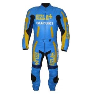 Suzuki Motorbike Racing Protective Suit Cowhide Leather Motorcycle Biker Suit - Picture 1 of 3