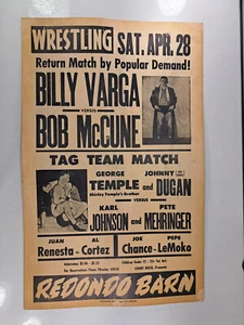 Count Billy Varga Vs. Bob McCune, Vintage Wrestling Event Poster 22x14in  (S45) - Picture 1 of 16
