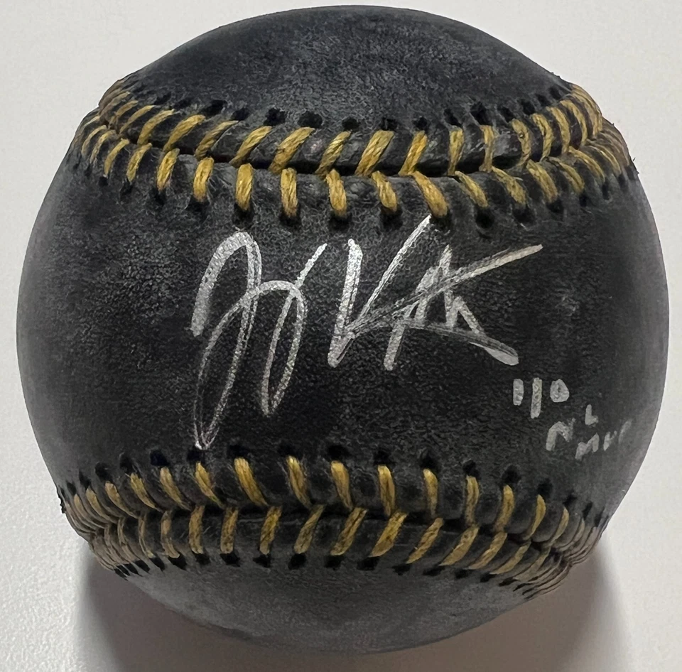 Holograma Beckett BAS de béisbol de cuero negro firmado MVP de los Rojos Joey Votto '10 NL Foto 1 de 2