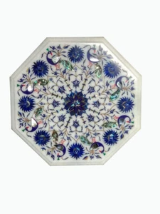 12" Marmor Tischplatte Halbedelstein Intarsien Handarbeit Wohnmöbel - Bild 1 von 3