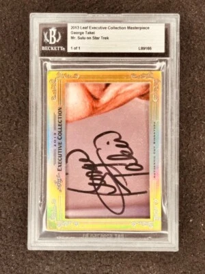 George Takei 2013 Leaf Masterpiece Cut Signature signed card 1/1 JSA Star Trek - Image 1 of 2