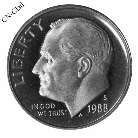 1988 S Roosevelt Dime 10c Gem Deep Cameo Proof CN-Clad US Coin Cover
