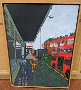 Óleo sobre lienzo británico del siglo XX - firmado - Imagen 1 de 3