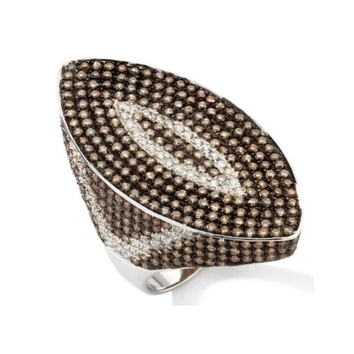 Rarities Sterling Silver Real 4 CTTW White & Champagne Diamond Ring Size 8 - Image 1 of 3