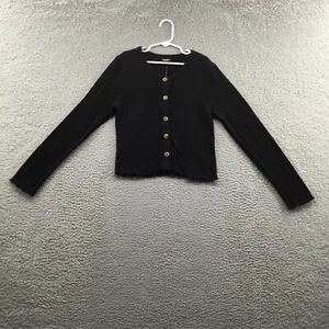 Zunie Girl's Knit Cardigan Sweater Black 12 - Picture 1 of 3