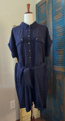 Boden Lino Lyocell Bermudas Pantalones Cortos Mameluco Mujer 20/22R Azul Cinturón Pkts Utilidad Foto 1 de 4