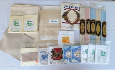 22 Piece Mixed Lot Cross Stitch Fabric Zweigart Aida Charles Craft 14 11 Count - Image 1 of 4