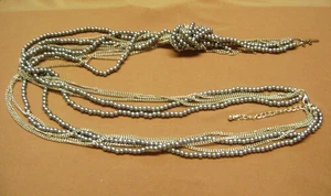 VINTAGE SILBER PERLEN MULTI KETTE GEKNOTET 32" LANGE HALSKETTE!!! - Bild 1 von 8
