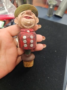 vintage anri carved wood cork bottle stopper - Picture 1 of 5
