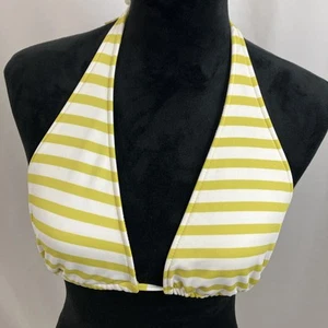 Mossimo Yellow And White Stripes Halter Style Bikini Swim Top Size Large - Picture 1 of 10