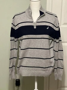 Nautica Men's Striped Quarter-Zip Sweater - Picture 1 of 5