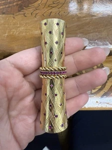 VAN CLEEF & ARPELS NY 18k Yellow Gold & Ruby Lipstick Case Retro 1950s - Picture 1 of 5