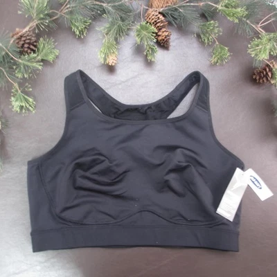 Old Navy Active Sports Bra Womens 2X Black High Support Plus Size Athletic Gym - Image 1 of 4