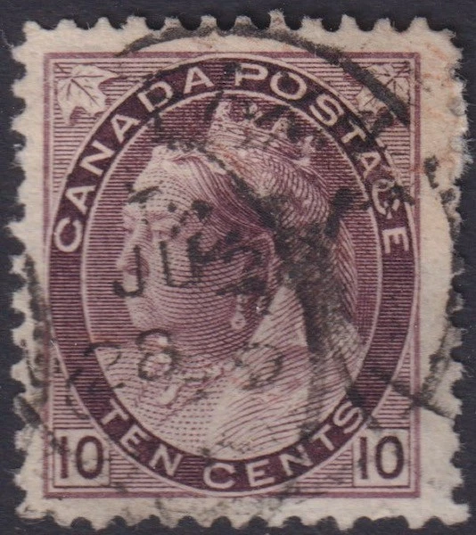 CANADA Sc#83.2 USED QUEEN VICTORIA 10¢ BROWN VIOLET NUMERAL ISSUE - Image 1 of 1