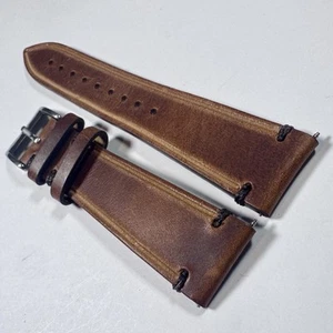 Quick Release Favorite Strap 20mm Thick BROWN Leather Watch Band BROWN Stitch - Picture 1 of 8