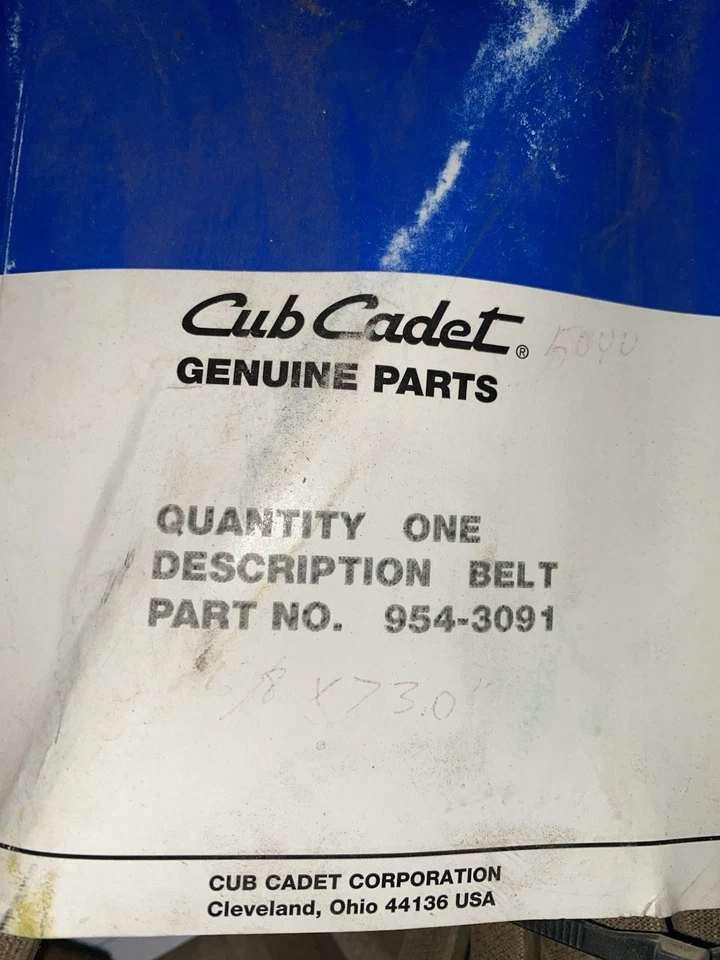 Nuevo cinturón Cub Cadet OEM 954-3091, enviado en 24 horas Foto 1 de 1