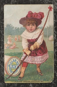 Tarjeta comercial victoriana Clark's ONT hilo niña con arco de tiro con arco 4,25 x 2,75 - Imagen 1 de 2