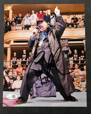 Foto metálica firmada por Paul Heyman de lucha libre WWE leyenda ECW CERTIFICADO DE AUTENTICIDAD JSA Brock Lesnar Foto 1 de 3