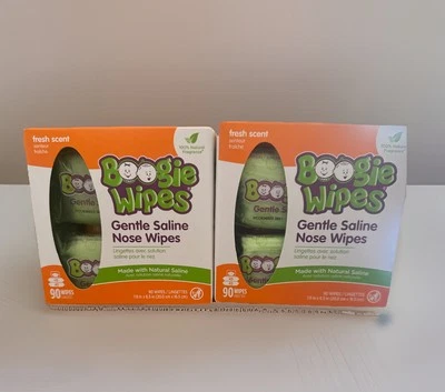 Boogie Wipes **2 Boxes Of 90 Ct **Fresh Scent Natural Saline Nose Wipes - Image 1 of 4