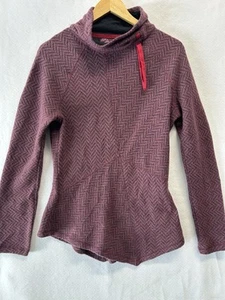 Maglione donna Prana Mattea M collo ad imbuto prugna misto lana chevron - Foto 1 di 7
