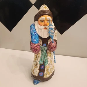Russischer Weihnachtsmann Massivholz Vater Frost handgeschnitzt bemalt 7,25" - Bild 1 von 14
