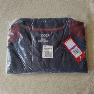 Izod Men's Baseball Jersey Style Shirt Dark Blue Gray Midnight Size 2XL NEW - Picture 1 of 5