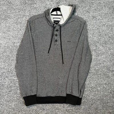 Suéter RVCA Para Hombres Pequeño Gris Henley Pullover Sudadera con Capucha Polar Sudadera Informal Foto 1 de 4