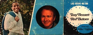 Tony Bennett Red Buttons Fold Out Postcard Las Vegas Hilton c1972 - Picture 1 of 3