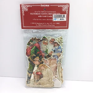NOS Vintage 1991 Shackman Natale Vittoriano Babbo Natale Ornamenti Fustellati 6 Pezzi Nuovo - Foto 1 di 5