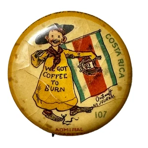 1897 High Admiral Cigarette Yellow Kid 107 Outcault Pinback Costa Rica Café - Imagen 1 de 4
