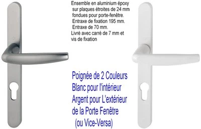 HOPPE,Poignées Porte Fenêtre Cylindre,Blanc/Argent,Complet,Prêt à Poser,ATLANTA