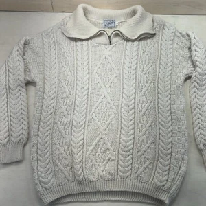 Kerry Traditions Fisherman Ivory Cable Knit Long Sweater 100% New Wool Sz M - Picture 1 of 19