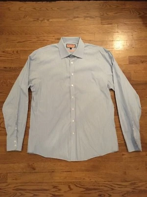 Camisa Thomas Rosa 17 41 cm Azul Verde Rayas Algodón Calce Ajustado Foto 1 de 4