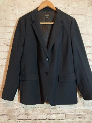 Talbots Wool Blazer  Womens 14 Black Two Button Satin Lined Pockets Capsule Plus - Image 1 of 4