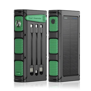 30000mAh Hand Crank PD20W Solar Power Bank Charger Built in Cables Fast Charging - Picture 1 of 21