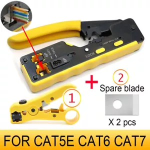 RJ45 Tool Network Crimper Cable Crimping Tool for EZ Cat7 Cat6 Cat5 RJ11/12 Plug - Picture 1 of 12