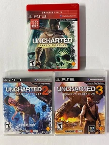 Uncharted Trilogy PS3 Drake's Fortune Among Thieves Drake's Deception Tested CIB - Picture 1 of 4