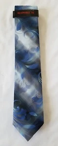 Men Med Blue 1702 Paisley LINEA UOMO Reversible 100% Microfiber Handmade Necktie - Picture 1 of 4