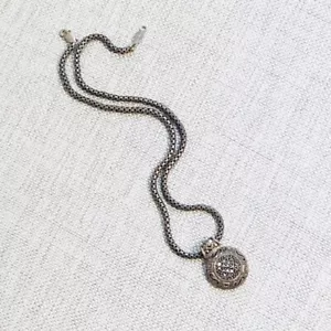 Vintage Judith Jack $245 Sterling Silver 925 Marcasite Dome Pendant Necklace - Picture 1 of 12