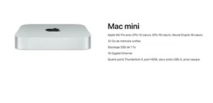 Mac mini M2 Pro CPU 12 cœurs, GPU 19 cœurs, Neural Engine 16 cœurs 32 Go / 1To - Photo 1/3