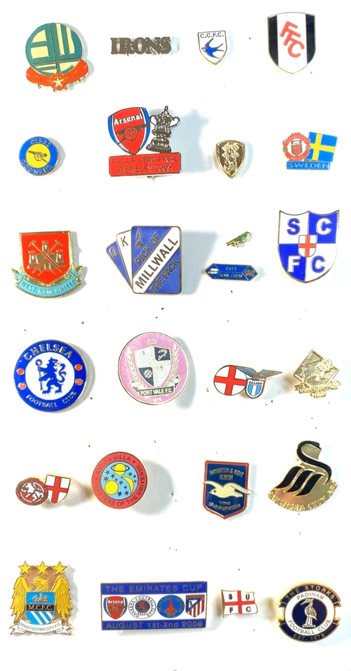 Football Soccer clubs English FA Scottish Arsenal RM Spurs Lazio Pins pinback - Image 1 of 1