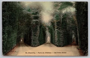 Chantilly Castle, France Garden Park "The Three Alleys" Chateau Parc Postcard - Picture 1 of 3