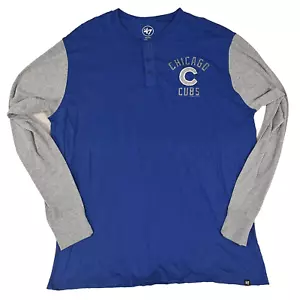 Chicago Cubs ’47 Brand Henley Hemd Herren XXL blau grau Ärmel gesticktes Logo - Bild 1 von 7