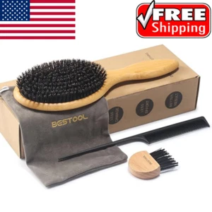 Cepillo de pelo 100 % cerdas de jabalí anti-frizz para hombre y mujer. - Imagen 1 de 7